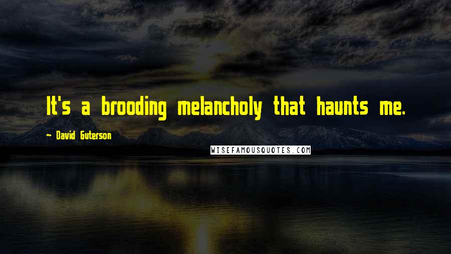 David Guterson Quotes: It's a brooding melancholy that haunts me.