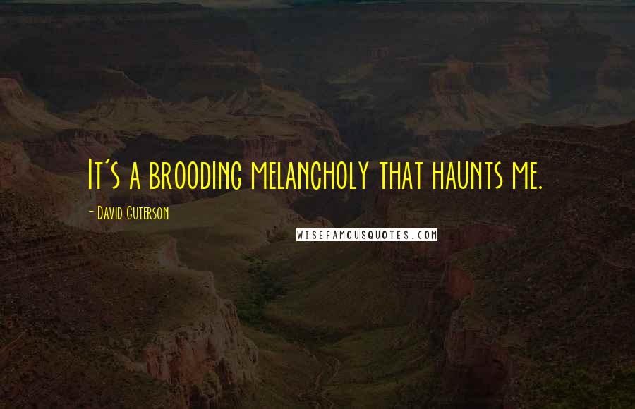 David Guterson Quotes: It's a brooding melancholy that haunts me.