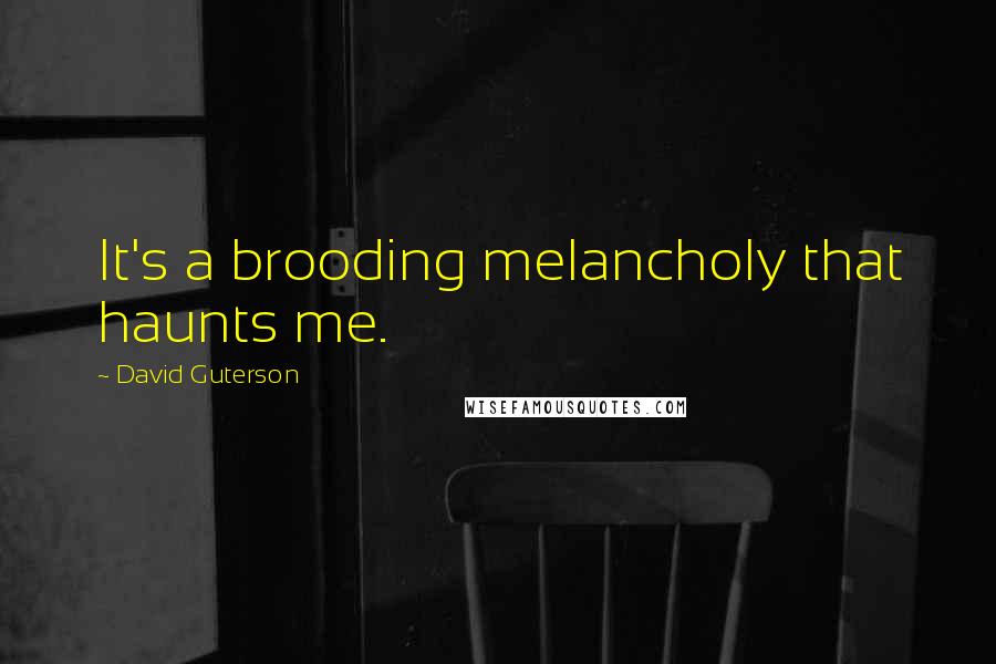 David Guterson Quotes: It's a brooding melancholy that haunts me.