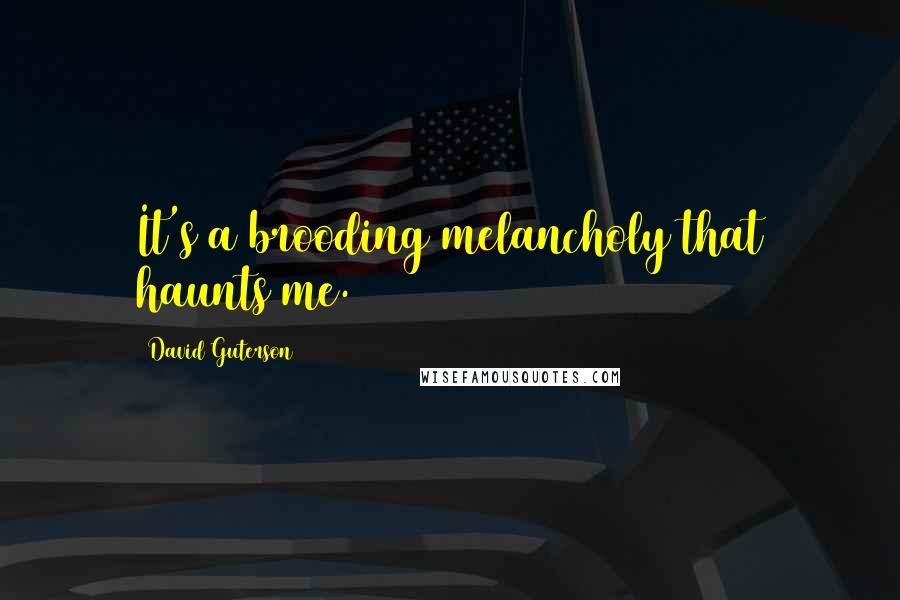 David Guterson Quotes: It's a brooding melancholy that haunts me.