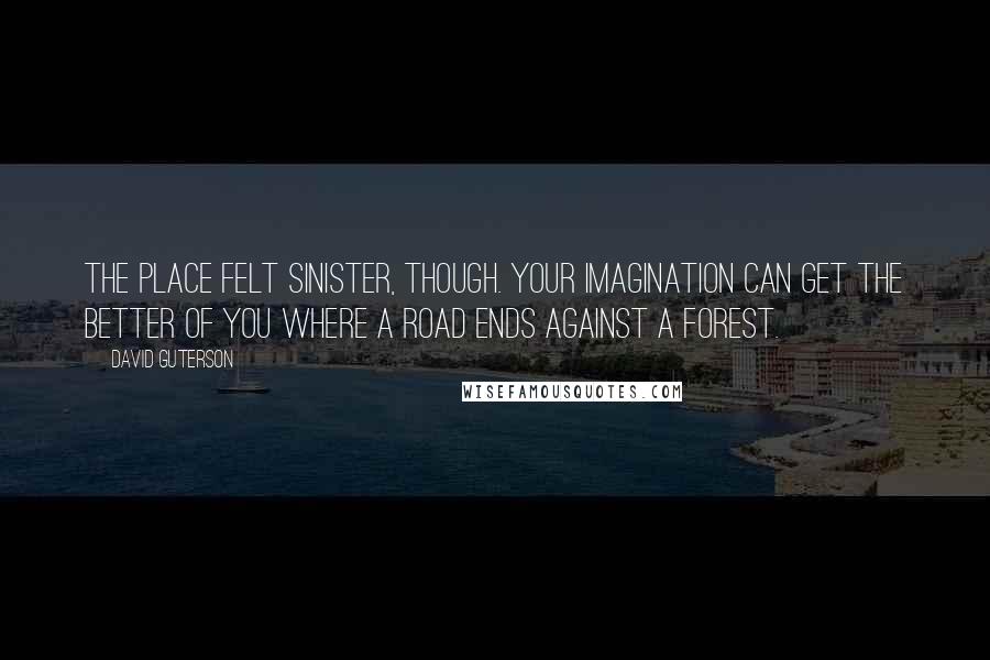 David Guterson Quotes: The place felt sinister, though. Your imagination can get the better of you where a road ends against a forest.