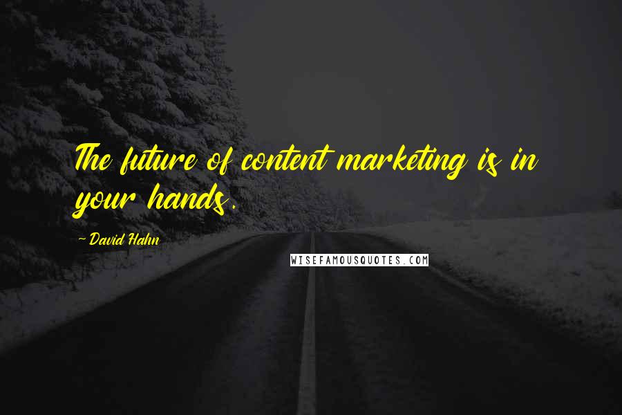 David Hahn Quotes: The future of content marketing is in your hands.