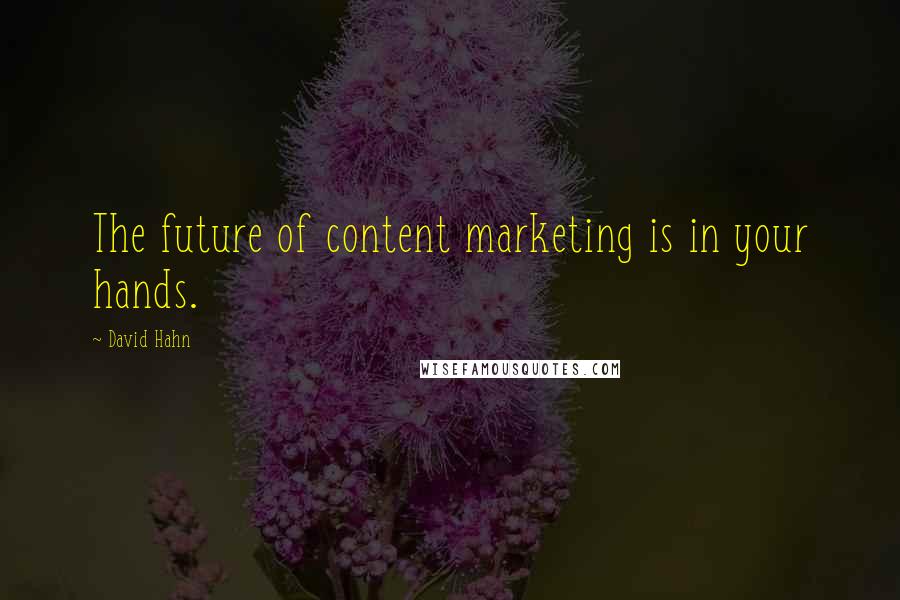 David Hahn Quotes: The future of content marketing is in your hands.