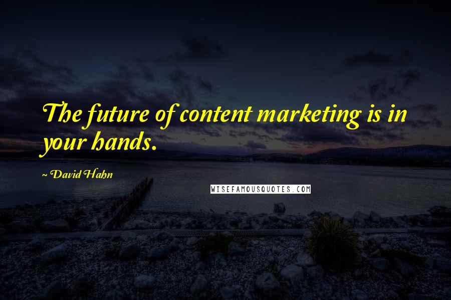 David Hahn Quotes: The future of content marketing is in your hands.