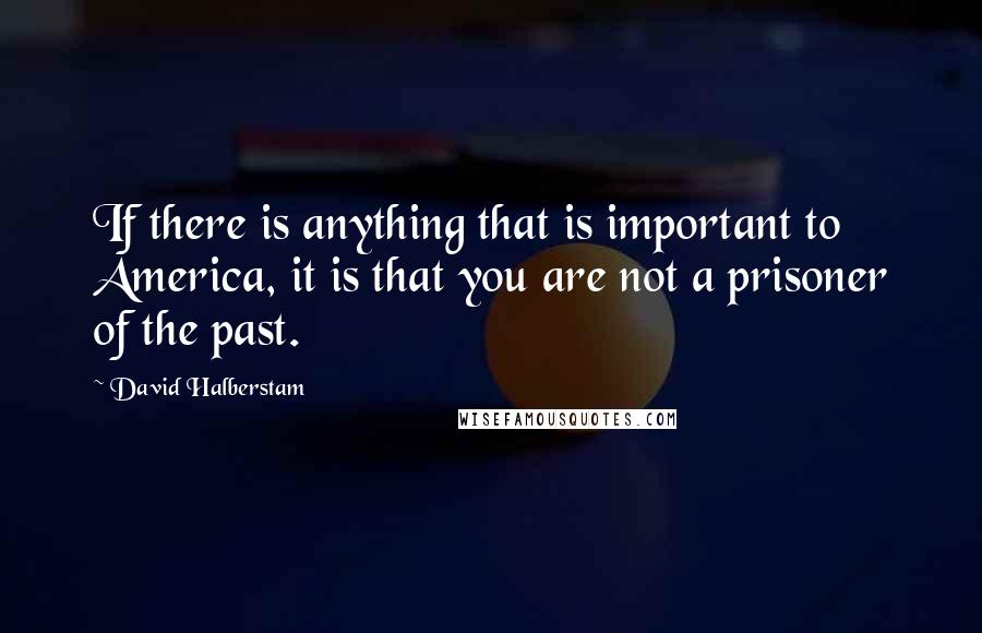 David Halberstam Quotes: If there is anything that is important to America, it is that you are not a prisoner of the past.