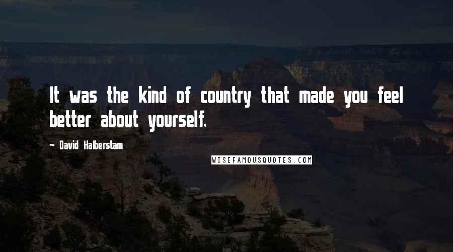 David Halberstam Quotes: It was the kind of country that made you feel better about yourself.