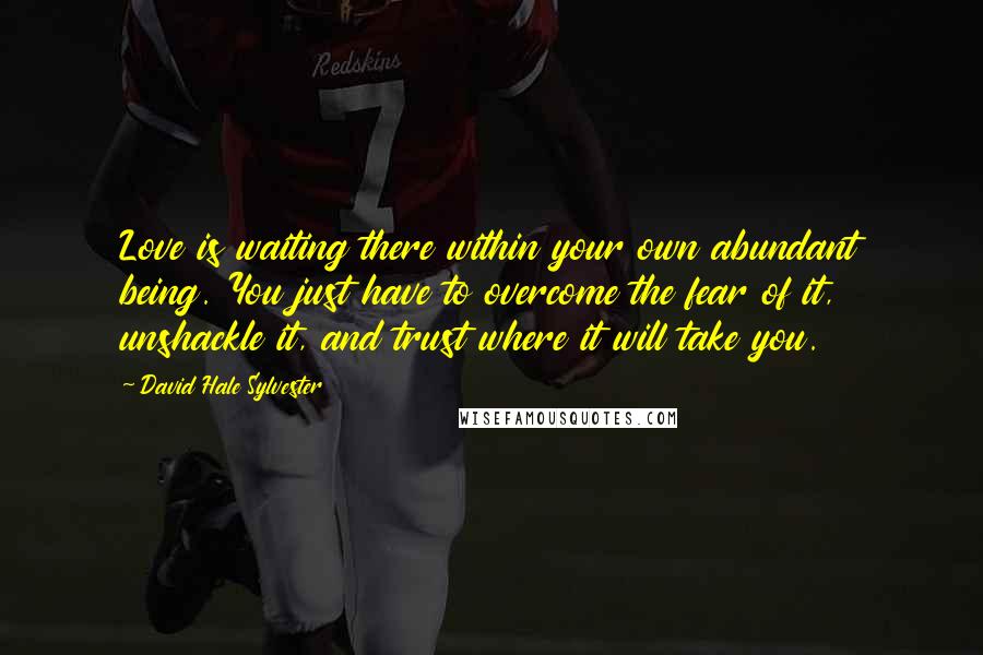 David Hale Sylvester Quotes: Love is waiting there within your own abundant being. You just have to overcome the fear of it, unshackle it, and trust where it will take you.