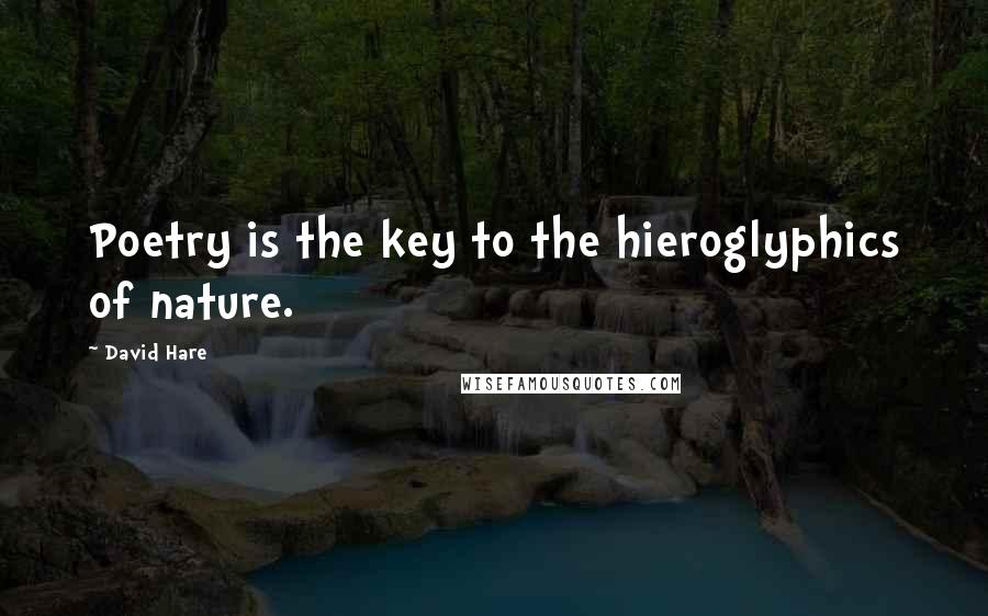 David Hare Quotes: Poetry is the key to the hieroglyphics of nature.
