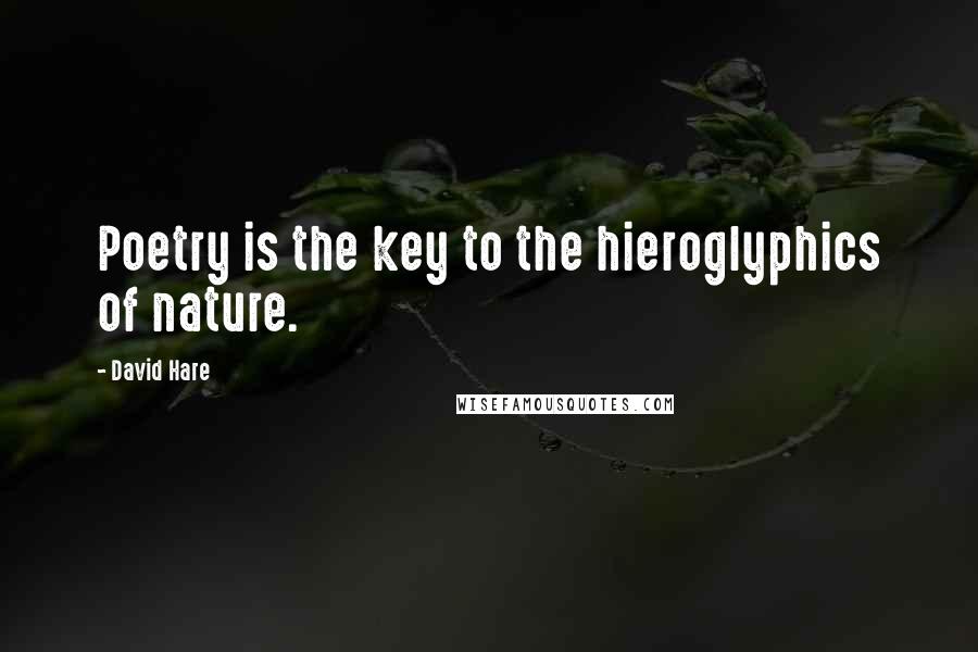 David Hare Quotes: Poetry is the key to the hieroglyphics of nature.