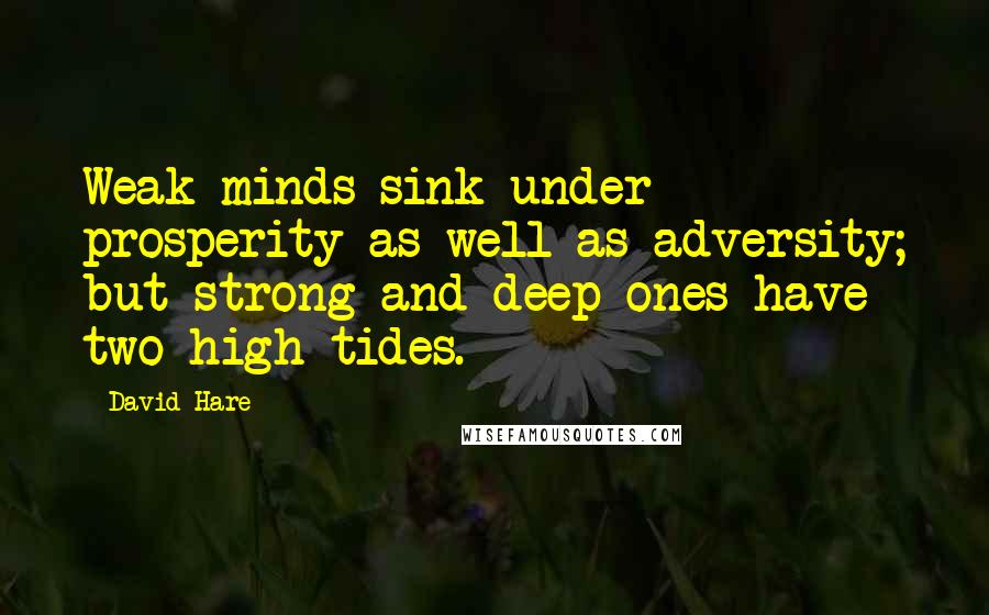 David Hare Quotes: Weak minds sink under prosperity as well as adversity; but strong and deep ones have two high tides.