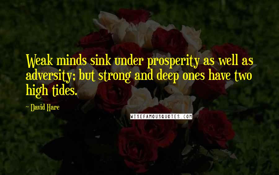 David Hare Quotes: Weak minds sink under prosperity as well as adversity; but strong and deep ones have two high tides.