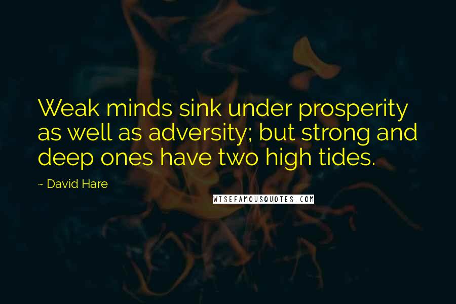 David Hare Quotes: Weak minds sink under prosperity as well as adversity; but strong and deep ones have two high tides.