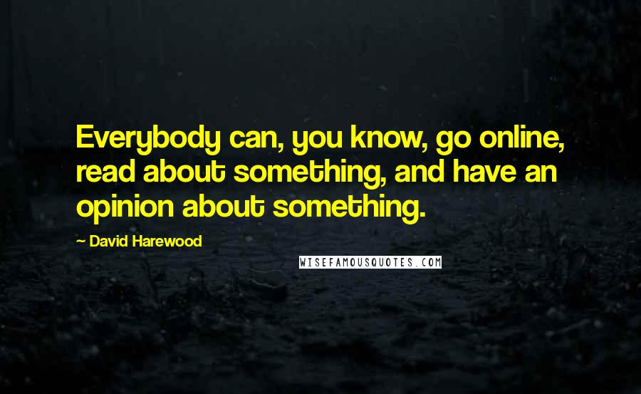 David Harewood Quotes: Everybody can, you know, go online, read about something, and have an opinion about something.