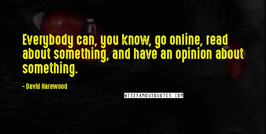 David Harewood Quotes: Everybody can, you know, go online, read about something, and have an opinion about something.