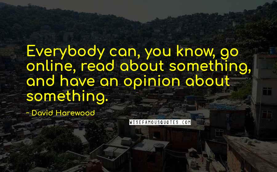 David Harewood Quotes: Everybody can, you know, go online, read about something, and have an opinion about something.