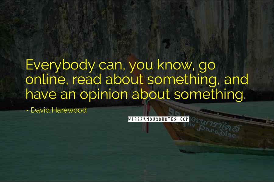 David Harewood Quotes: Everybody can, you know, go online, read about something, and have an opinion about something.