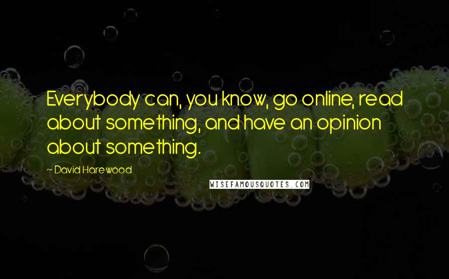David Harewood Quotes: Everybody can, you know, go online, read about something, and have an opinion about something.