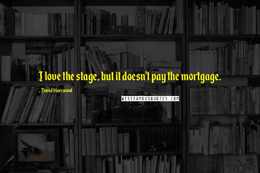 David Harewood Quotes: I love the stage, but it doesn't pay the mortgage.