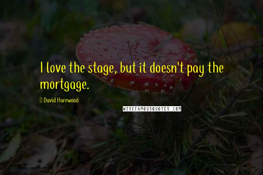 David Harewood Quotes: I love the stage, but it doesn't pay the mortgage.