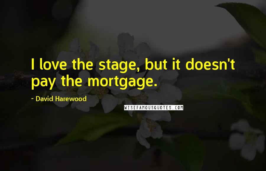 David Harewood Quotes: I love the stage, but it doesn't pay the mortgage.