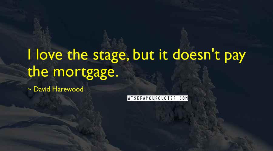 David Harewood Quotes: I love the stage, but it doesn't pay the mortgage.