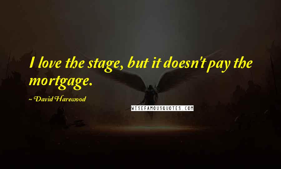 David Harewood Quotes: I love the stage, but it doesn't pay the mortgage.