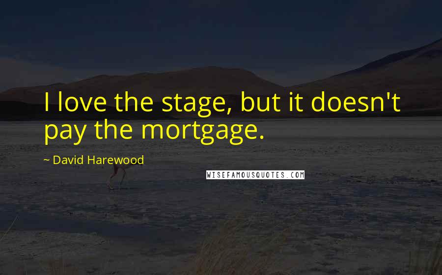 David Harewood Quotes: I love the stage, but it doesn't pay the mortgage.