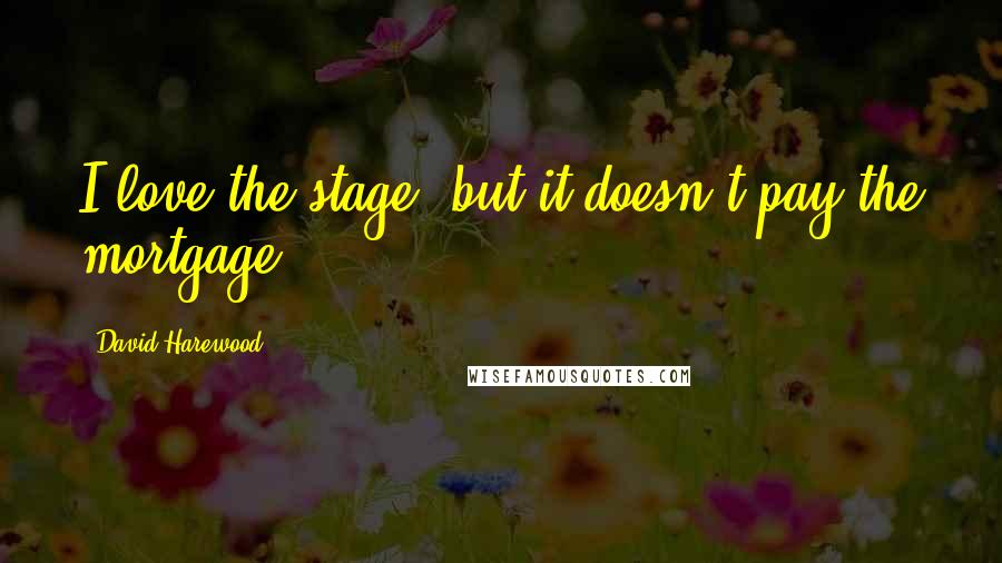 David Harewood Quotes: I love the stage, but it doesn't pay the mortgage.