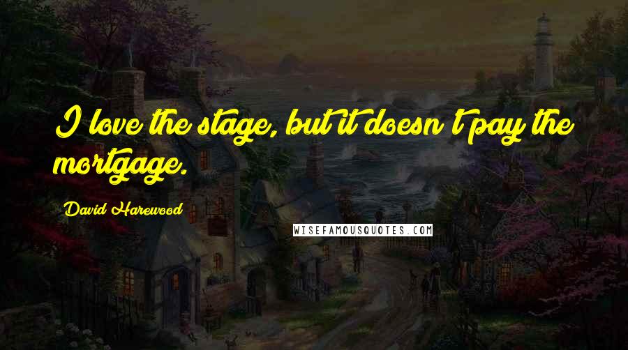 David Harewood Quotes: I love the stage, but it doesn't pay the mortgage.