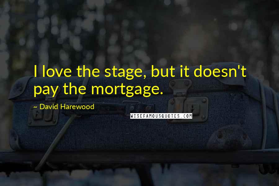 David Harewood Quotes: I love the stage, but it doesn't pay the mortgage.