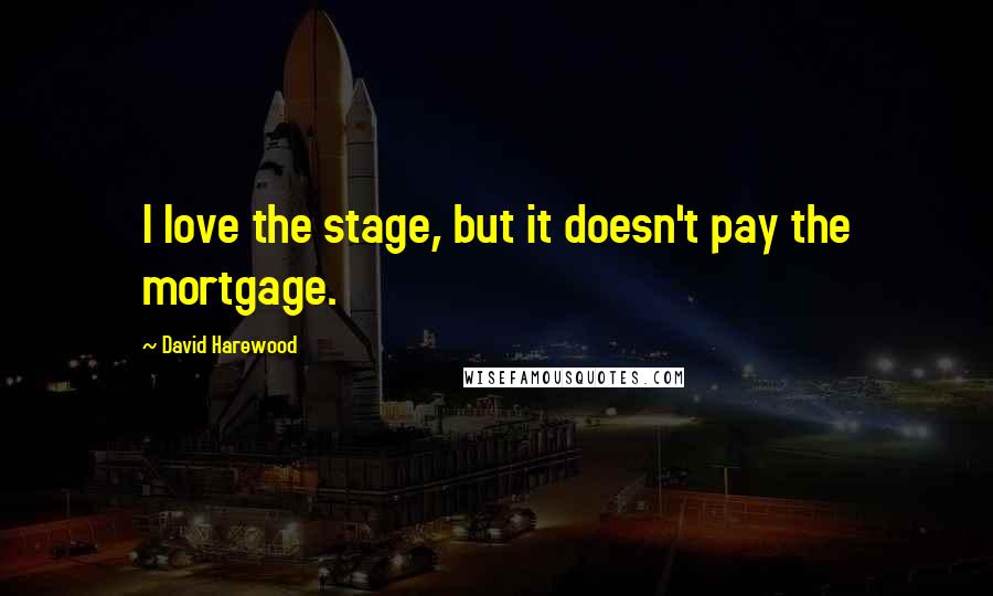 David Harewood Quotes: I love the stage, but it doesn't pay the mortgage.