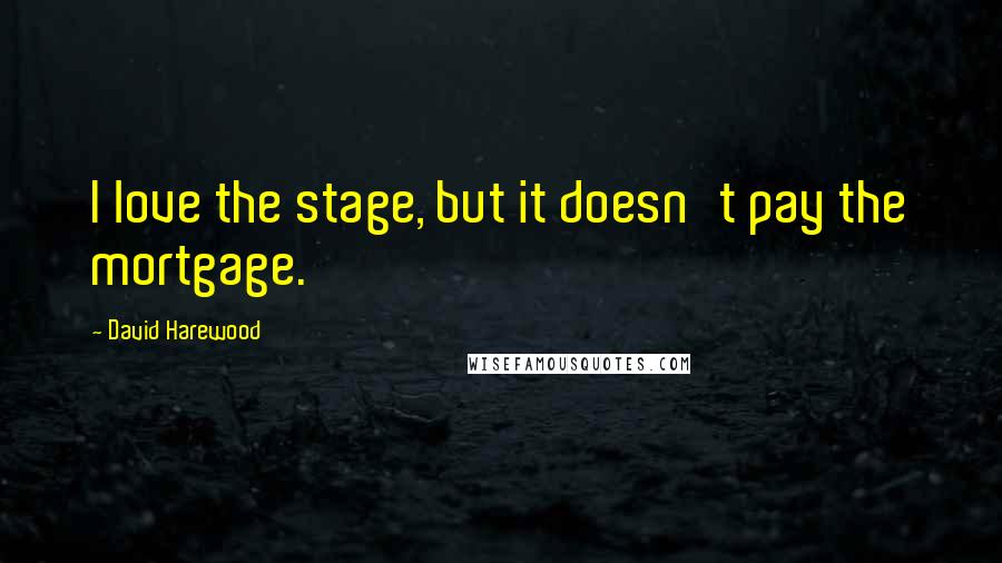 David Harewood Quotes: I love the stage, but it doesn't pay the mortgage.
