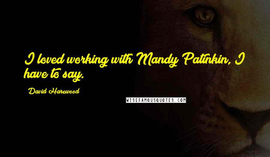 David Harewood Quotes: I loved working with Mandy Patinkin, I have to say.