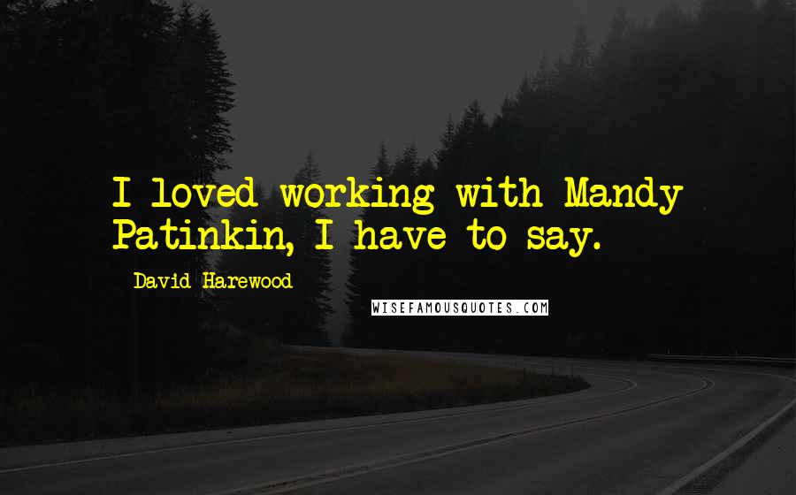 David Harewood Quotes: I loved working with Mandy Patinkin, I have to say.