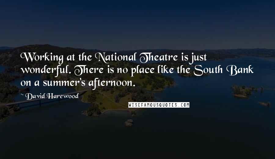 David Harewood Quotes: Working at the National Theatre is just wonderful. There is no place like the South Bank on a summer's afternoon.