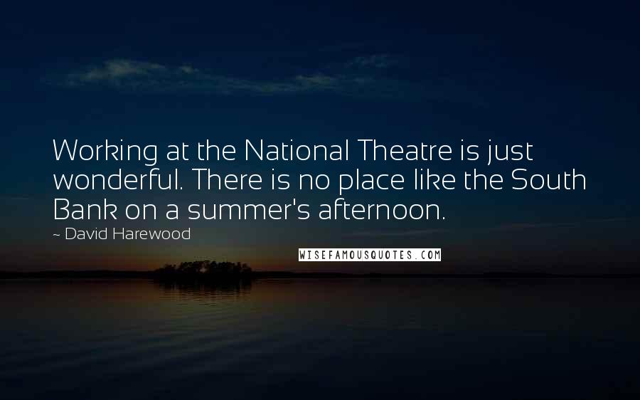 David Harewood Quotes: Working at the National Theatre is just wonderful. There is no place like the South Bank on a summer's afternoon.