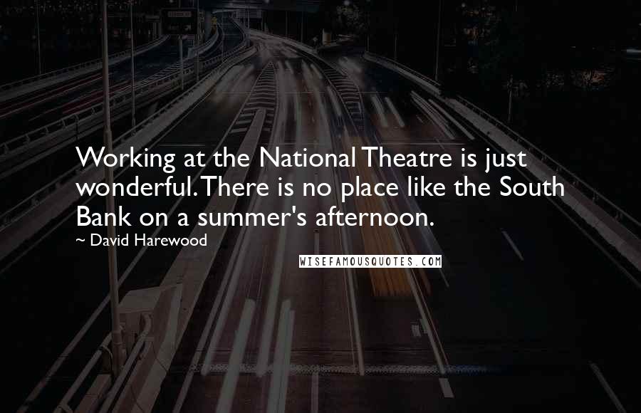 David Harewood Quotes: Working at the National Theatre is just wonderful. There is no place like the South Bank on a summer's afternoon.