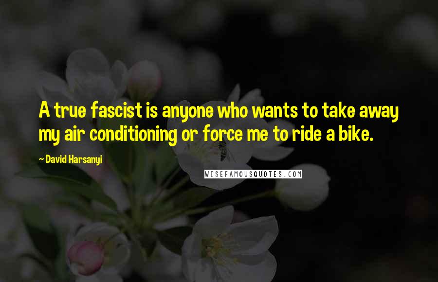 David Harsanyi Quotes: A true fascist is anyone who wants to take away my air conditioning or force me to ride a bike.