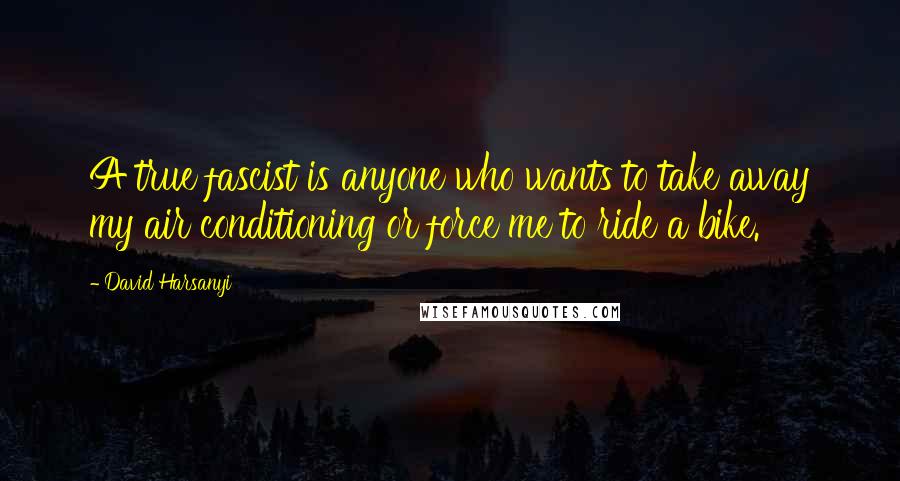 David Harsanyi Quotes: A true fascist is anyone who wants to take away my air conditioning or force me to ride a bike.