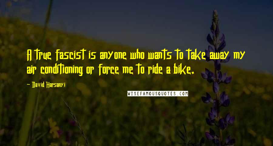 David Harsanyi Quotes: A true fascist is anyone who wants to take away my air conditioning or force me to ride a bike.