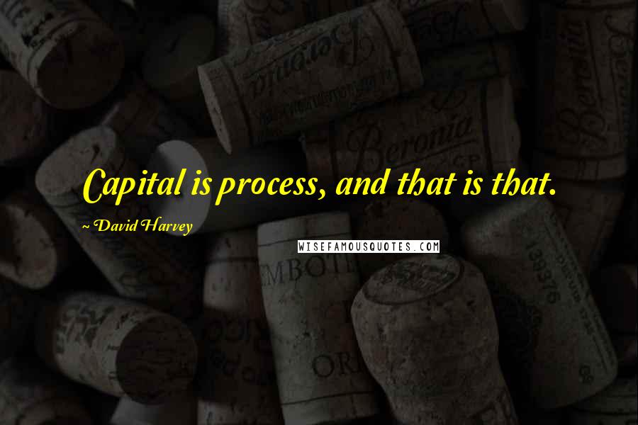 David Harvey Quotes: Capital is process, and that is that.