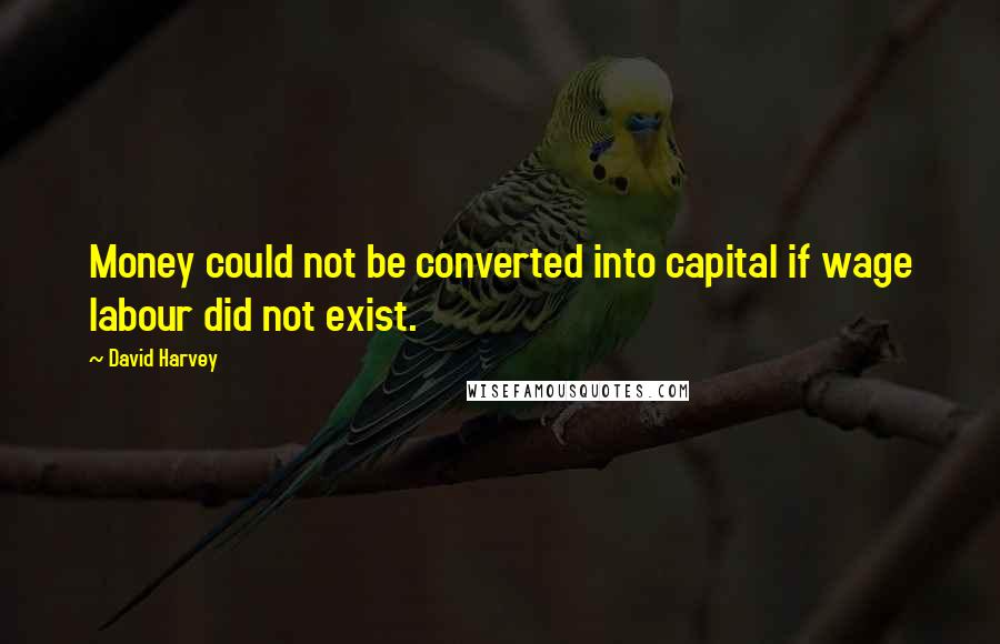 David Harvey Quotes: Money could not be converted into capital if wage labour did not exist.