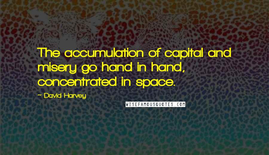 David Harvey Quotes: The accumulation of capital and misery go hand in hand, concentrated in space.