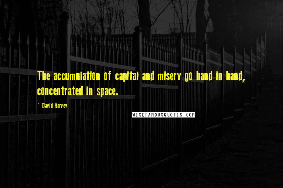 David Harvey Quotes: The accumulation of capital and misery go hand in hand, concentrated in space.