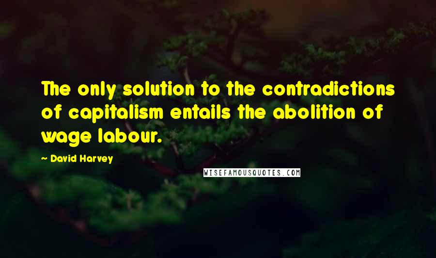 David Harvey Quotes: The only solution to the contradictions of capitalism entails the abolition of wage labour.