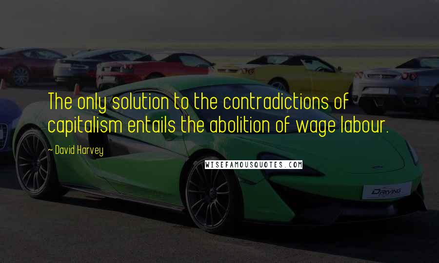 David Harvey Quotes: The only solution to the contradictions of capitalism entails the abolition of wage labour.