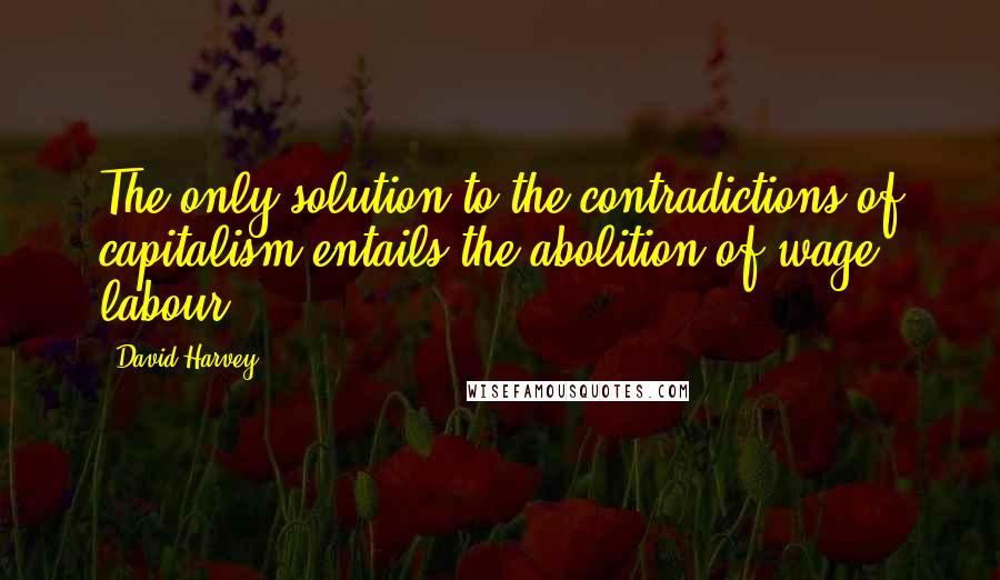 David Harvey Quotes: The only solution to the contradictions of capitalism entails the abolition of wage labour.