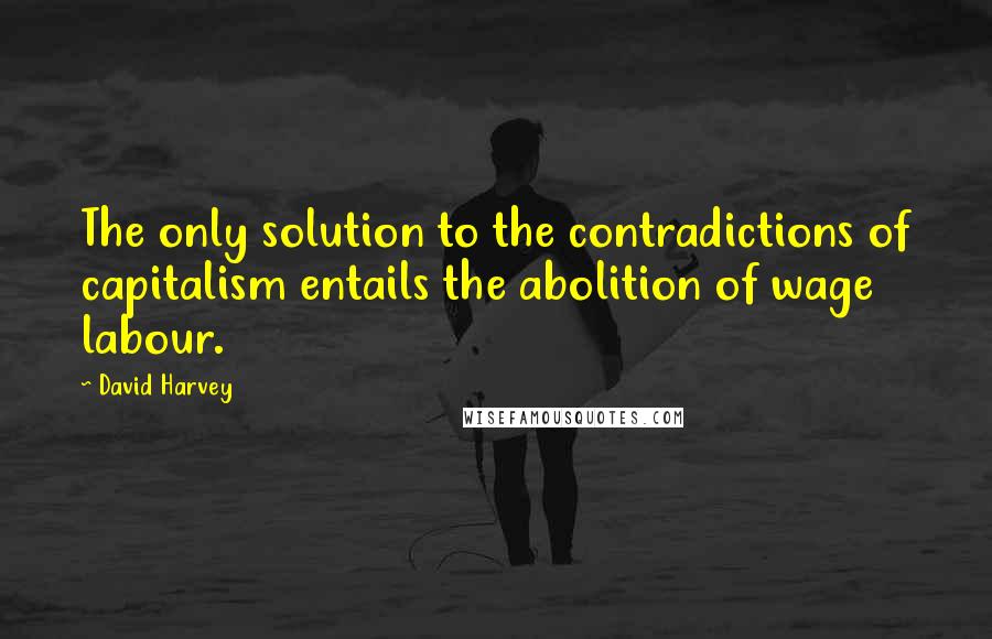 David Harvey Quotes: The only solution to the contradictions of capitalism entails the abolition of wage labour.