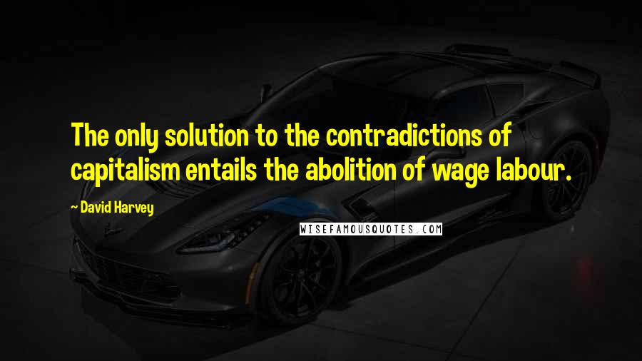 David Harvey Quotes: The only solution to the contradictions of capitalism entails the abolition of wage labour.