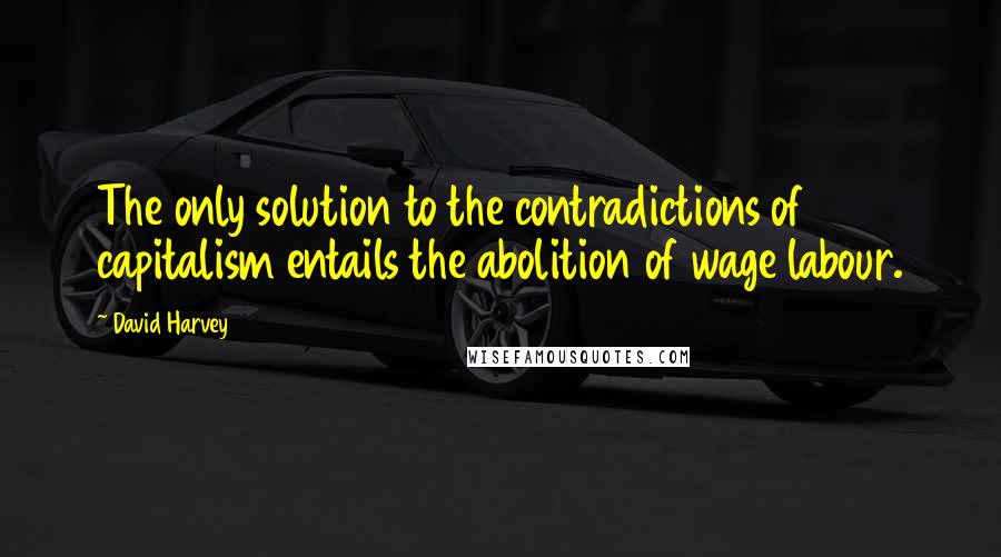 David Harvey Quotes: The only solution to the contradictions of capitalism entails the abolition of wage labour.